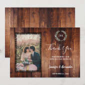 Rustieke schuur hout land  foto Bruiloft Bedankkaart (Voorkant / Achterkant)