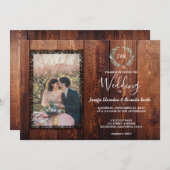 Rustieke schuur hout land  foto Bruiloft Kaart (Voorkant / Achterkant)