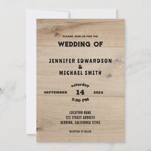 Rustieke schuur hout land foto bruiloft kaart (Voorkant)