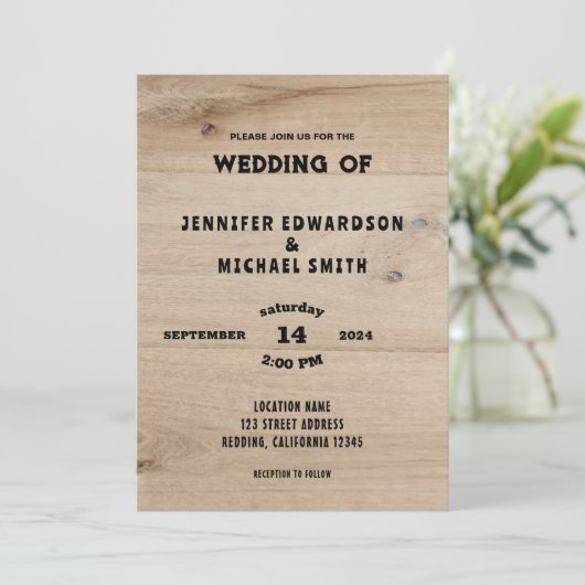 Rustieke schuur hout land foto bruiloft kaart (Staand voorkant)