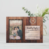 Rustieke schuur hout land vintage bruiloft RSVP Kaart (Staand voorkant)