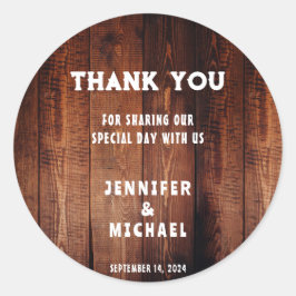 Rustieke schuur hout landelijke land bruiloft Dank Ronde Sticker