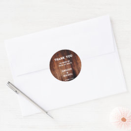 Rustieke schuur hout landelijke land bruiloft Dank Ronde Sticker