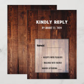 Rustieke schuur hout landelijke land bruiloft RSVP Kaart (Voorkant / Achterkant)