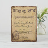 Rustieke schuur hout lantaarn bruiloft kaart (Staand voorkant)