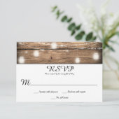 Rustieke schuur hout Mason Jar Lights RSVPs RSVP Kaartje (Staand voorkant)
