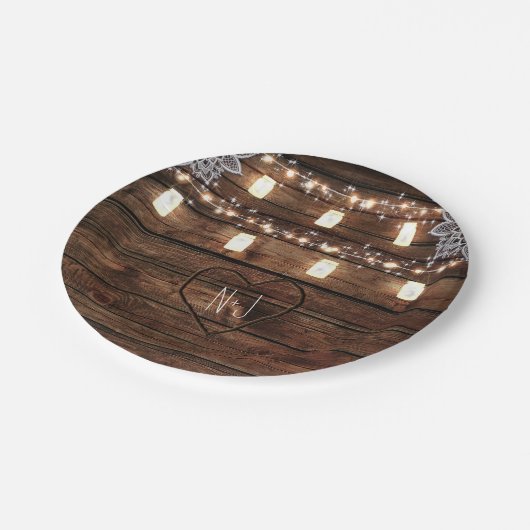 Rustieke schuur hout & Mason Jars bruiloft feest Papieren Bordje (Gekanteld)