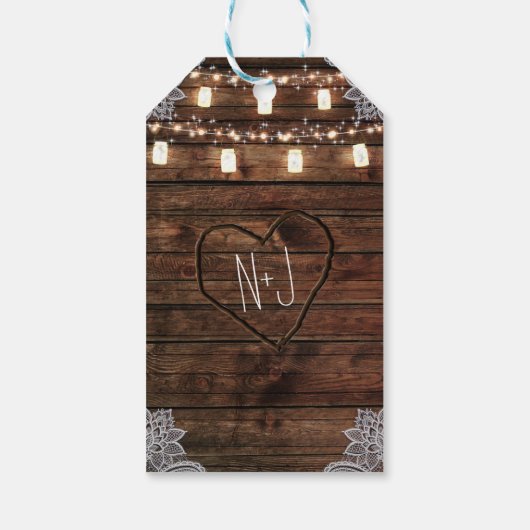 Rustieke schuur hout & Mason Jars bruiloft gunst Cadeaulabel (Achterkant)