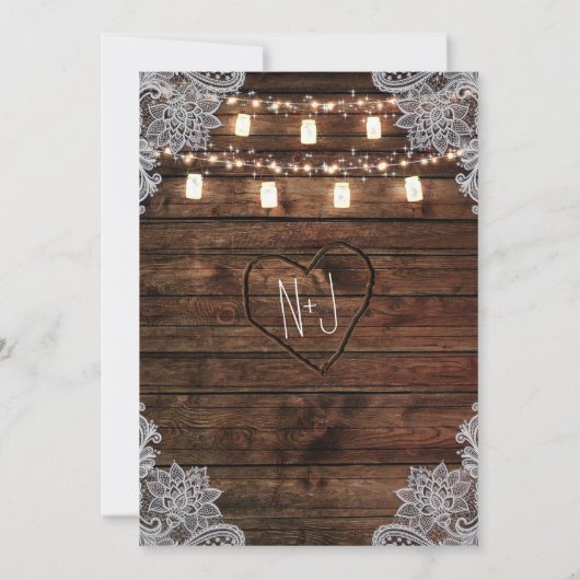 Rustieke schuur hout & Mason Jars Verloving Shower Kaart (Achterkant)