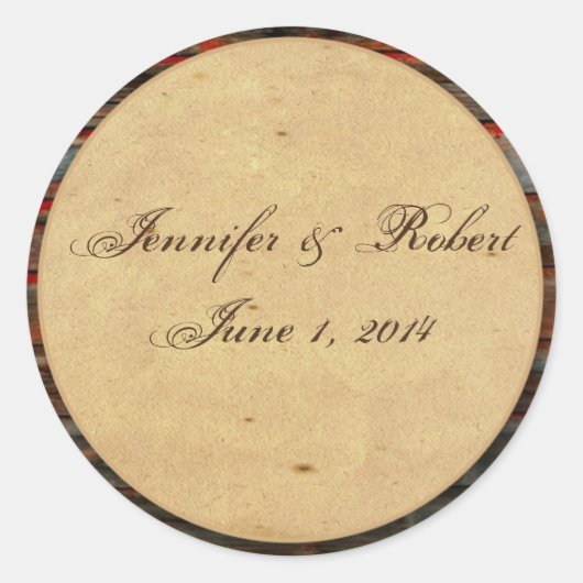 Rustieke schuur hout met graffiti hart envelop afd ronde sticker (Voorkant)