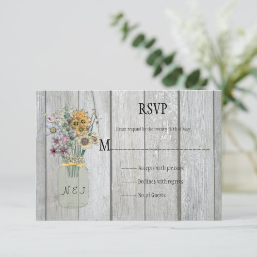 Rustieke schuur hout metselaar kruik Wildbloemen R RSVP Kaartje (Staand voorkant)