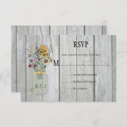 Rustieke schuur hout metselaar kruik Wildbloemen R RSVP Kaartje (Voorkant / Achterkant)