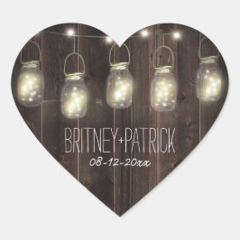 Rustieke schuur hout metselaar pot bruiloft gunste hart sticker