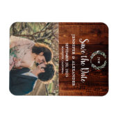 Rustieke schuur hout monogram foto Save the Date Magneet (Horizontaal)