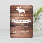 Rustieke schuur hout & Moose Antler Baby shower Kaart (Staand voorkant)