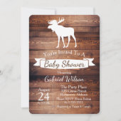 Rustieke schuur hout & Moose Antler Baby shower Kaart (Voorkant)