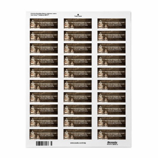 Rustieke schuur hout pijnbomen winter bruiloft lab etiket (Full Sheet)