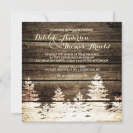 Rustieke schuur hout pijnbomen winter bruiloft uit kaart