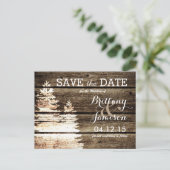 Rustieke schuur hout pijnbomen Winter Save the Dat Aankondigingskaart (Staand voorkant)