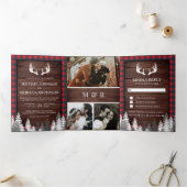 Rustieke schuur hout rode buffel geruite geweien b drieluik uitnodiging (Binnen)