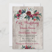 Rustieke  Schuur Hout Rood Groen Bloemen Huwelijk Kaart (Voorkant)