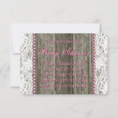 Rustieke Schuur Hout Roze Parels en Kant Baby show Kaart (Achterkant)