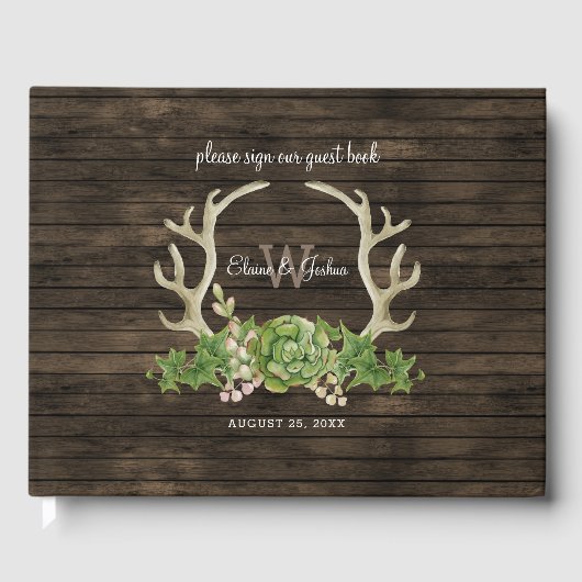 Rustieke schuur hout sappige gewei land bruiloft gastenboek (Voorkant)