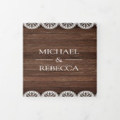 Rustieke Schuur Hout Scallop Kant Foto Huwelijk Drieluik Uitnodiging (Cover)