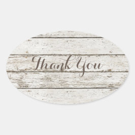 Rustieke  schuur hout schuur bruiloft dank u ovale sticker