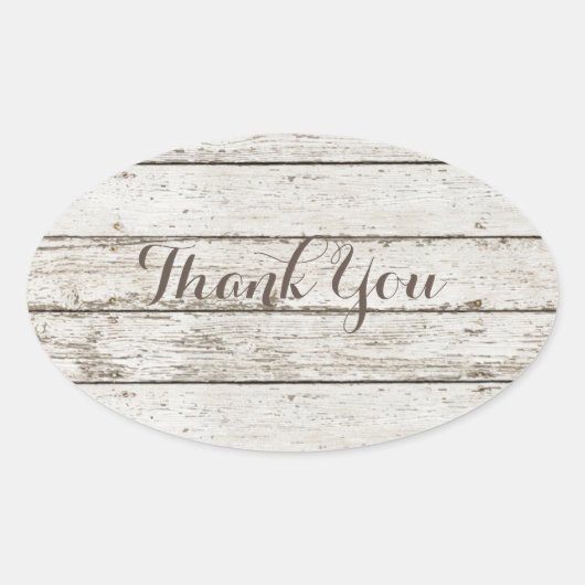 Rustieke  schuur hout schuur bruiloft dank u ovale sticker (Voorkant)