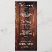 Rustieke schuur hout script land bruiloft programm programmakaart (Achterkant)