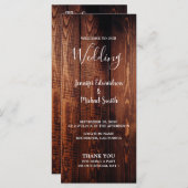 Rustieke schuur hout script land bruiloft programm programmakaart (Voorkant / Achterkant)