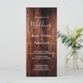 Rustieke schuur hout script land bruiloft programm programmakaart (Staand voorkant)