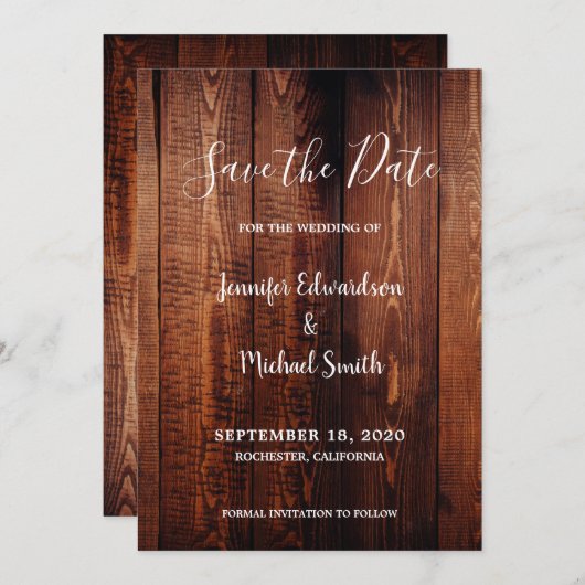 Rustieke schuur hout script land Save the Date Kaart (Voorkant / Achterkant)