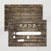 Rustieke schuur hout sneeuwvlokken winter bruiloft RSVP kaartje (Voorkant / Achterkant)