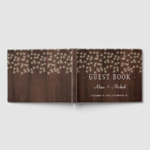 Rustieke schuur hout string lichten bruiloft gaste gastenboek (Volledig)