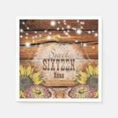 Rustieke Schuur Hout String Lichten Zonnebloemen Servet (Voorkant)