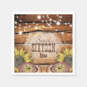 Rustieke Schuur Hout String Lichten Zonnebloemen Servet