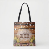 Rustieke Schuur Hout String Lichten Zonnebloemen Tote Bag (Voorkant)