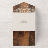 Rustieke Schuur Hout String Lights QR Code Huwelij All In One Uitnodiging (Buitenkant)