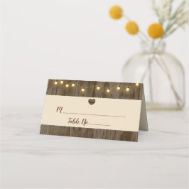 Rustieke Schuur Hout String Lights Trouwtafel Plaatskaartje