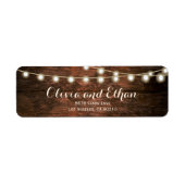 Rustieke schuur hout string verlichting bruiloft a etiket (Voorkant)