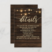 Rustieke schuur hout String verlichting bruiloft d Informatiekaartje (Voorkant / Achterkant)