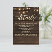 Rustieke schuur hout String verlichting bruiloft d Informatiekaartje (Staand voorkant)