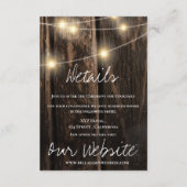 Rustieke schuur hout string verlichting bruiloft d informatiekaartje (Achterkant)