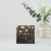 Rustieke schuur hout string verlichting land bruil informatiekaartje (Staand voorkant)