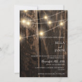 Rustieke schuur hout string verlichting land bruil kaart (Voorkant)