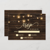Rustieke schuur hout String verlichting Uitnodigin RSVP Kaartje (Voorkant / Achterkant)