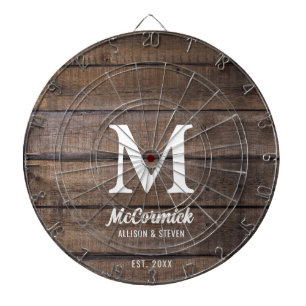 Rustieke schuur hout textuur familie Monogram Dartbord