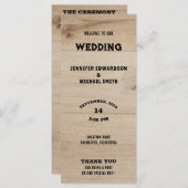 Rustieke schuur hout typografie landelijke land br programmakaart (Voorkant / Achterkant)